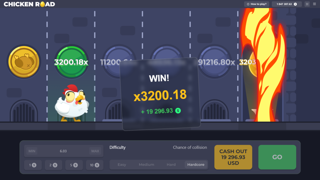 Vincita nel gioco Chicken Road